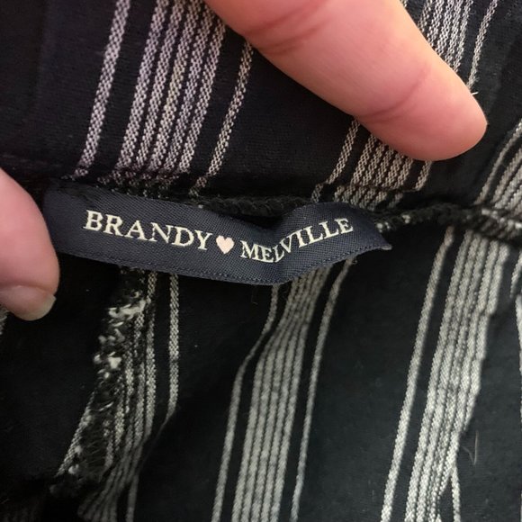 Brandy Melville High Rise Striped Tilden Pants Slim Straight Ankle Crop - Picture 7 of 11